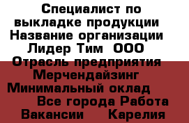 Специалист по выкладке продукции › Название организации ­ Лидер Тим, ООО › Отрасль предприятия ­ Мерчендайзинг › Минимальный оклад ­ 22 000 - Все города Работа » Вакансии   . Карелия респ.